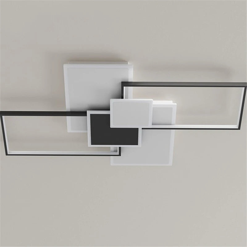 plafonnier à cadre carré moderne avec lumières led - vue 7 sur 12