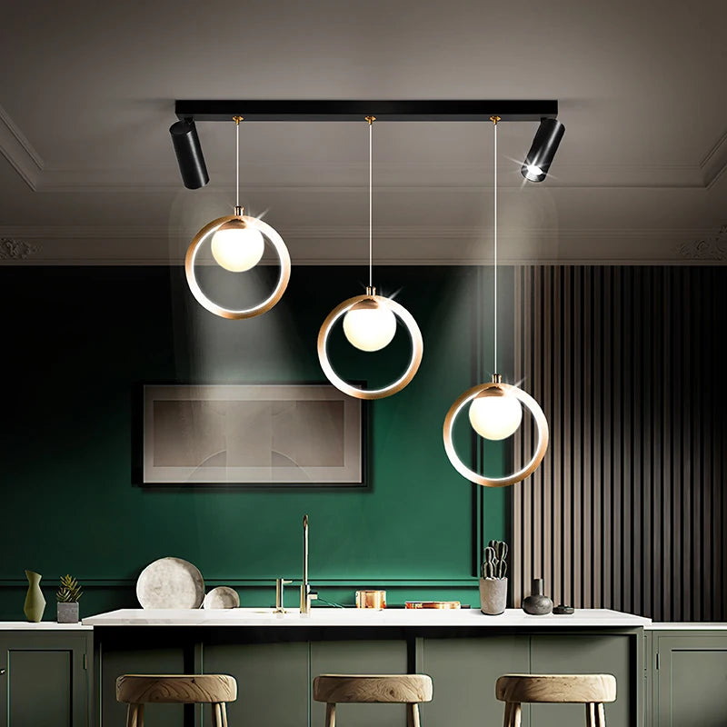lustre led moderne nordique petit cercle avec spots
