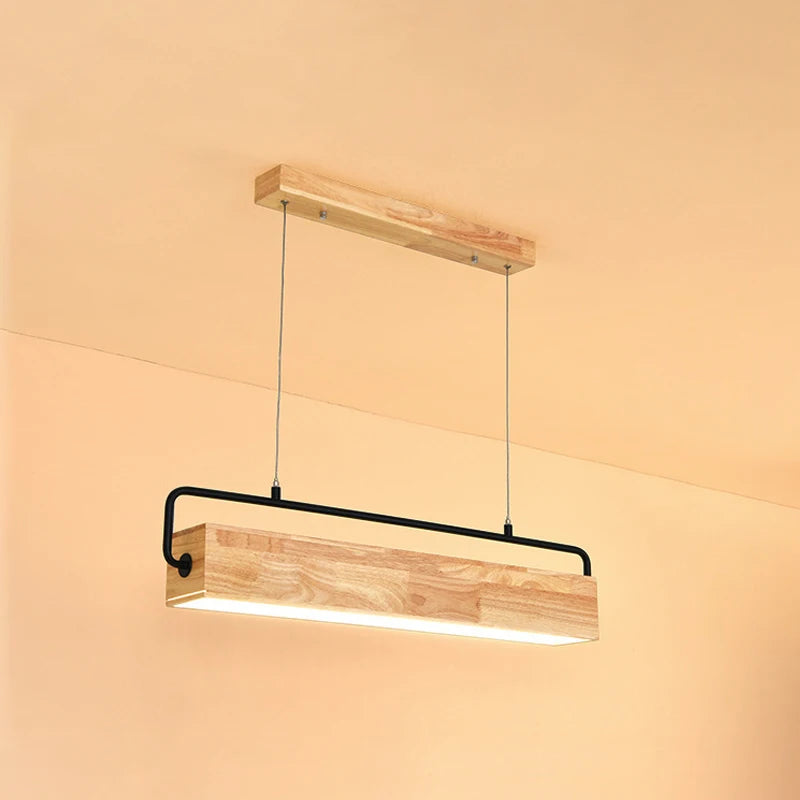 Suspension en bois nordiques LED lampes suspendues modernes pour salle à manger salon cuisine bureau boutique Bar café lampe suspendue à longue bande
