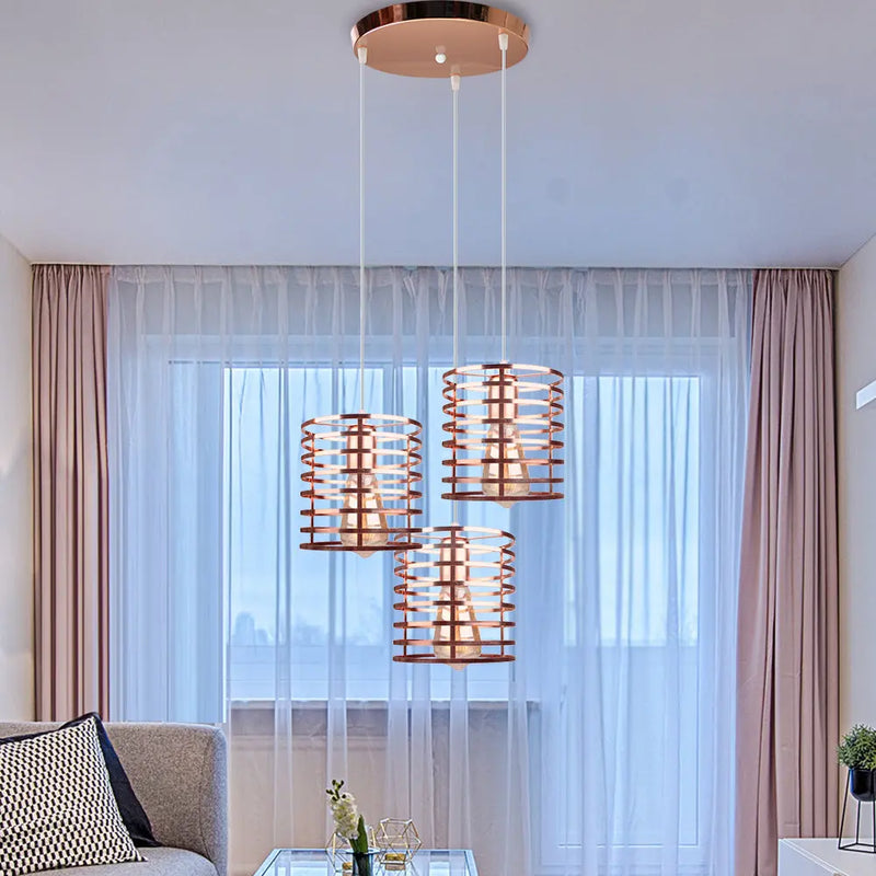 lustre suspendu moderne avec 1/3 têtes led vintage