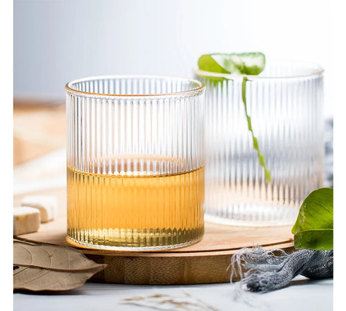Ensemble 4 verres ondulés style relief verre transparent