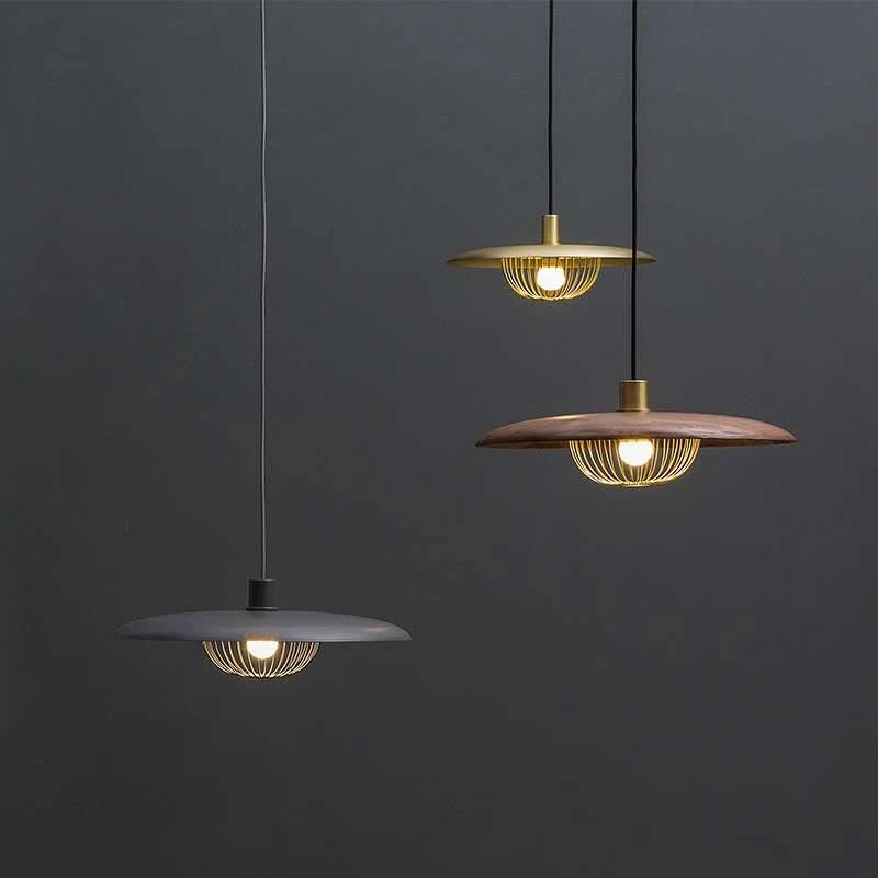 Lustre nordique en forme de chapeau de grain de bois