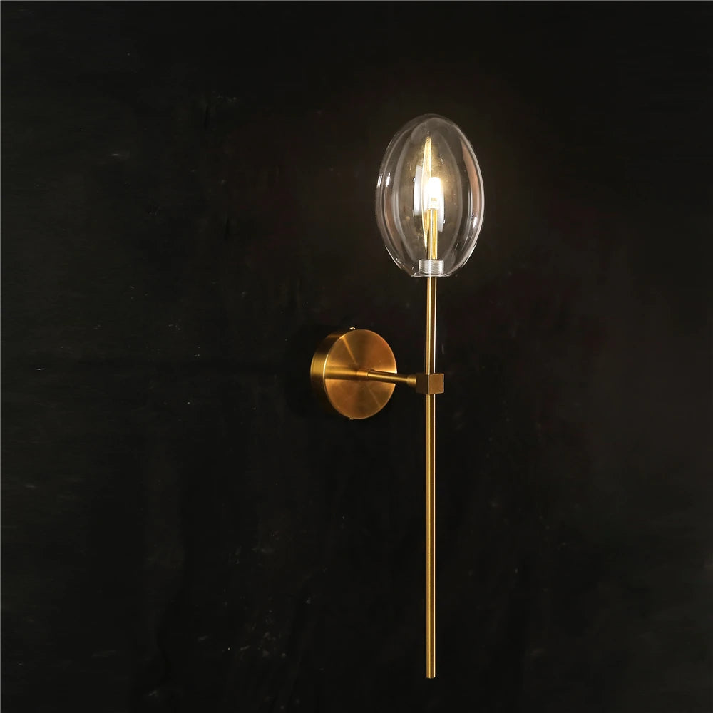 applique murale led moderne avec abat-jour en verre transparent