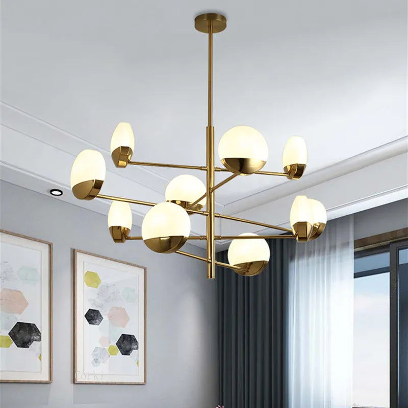 lustre moderne en verre à LED design créatif pour intérieur élégant - vue 3 sur 10