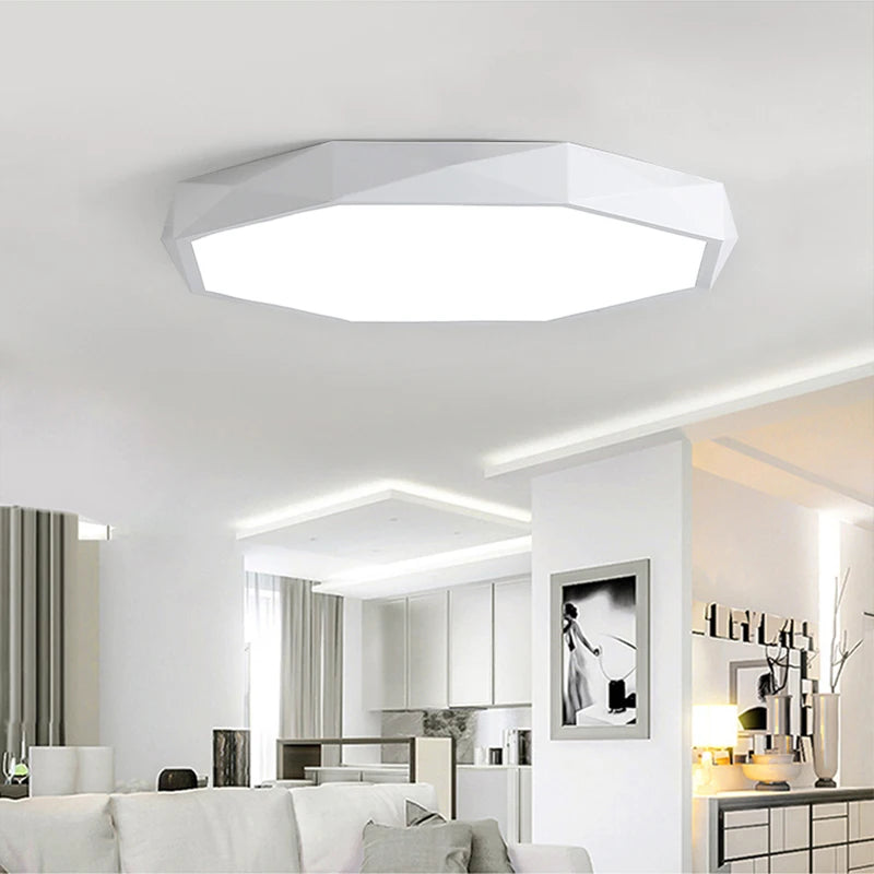 Plafonnier LED géométrique noir ou blanc