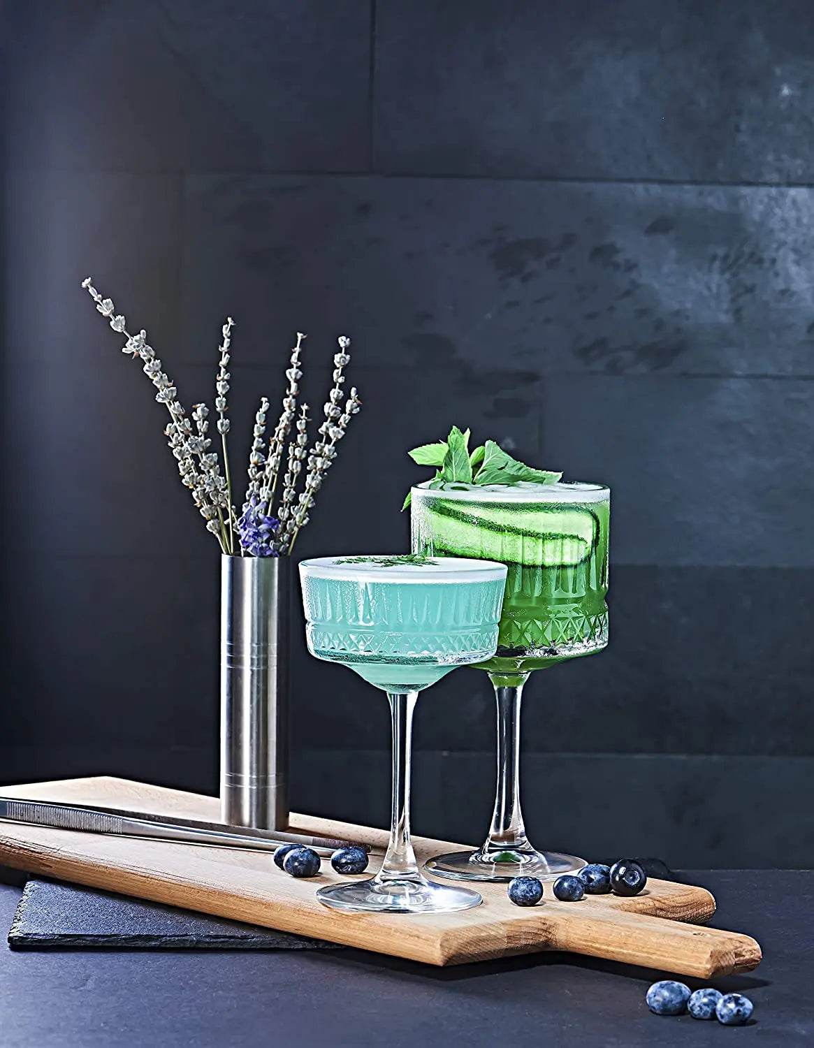 lot 2 coupes champagne elysia verre relief rétro - vue 6 sur 7