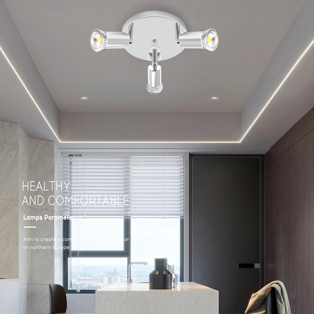 plafonnier led rotatif réglable noir/blanc/argent - vue 8 sur 9