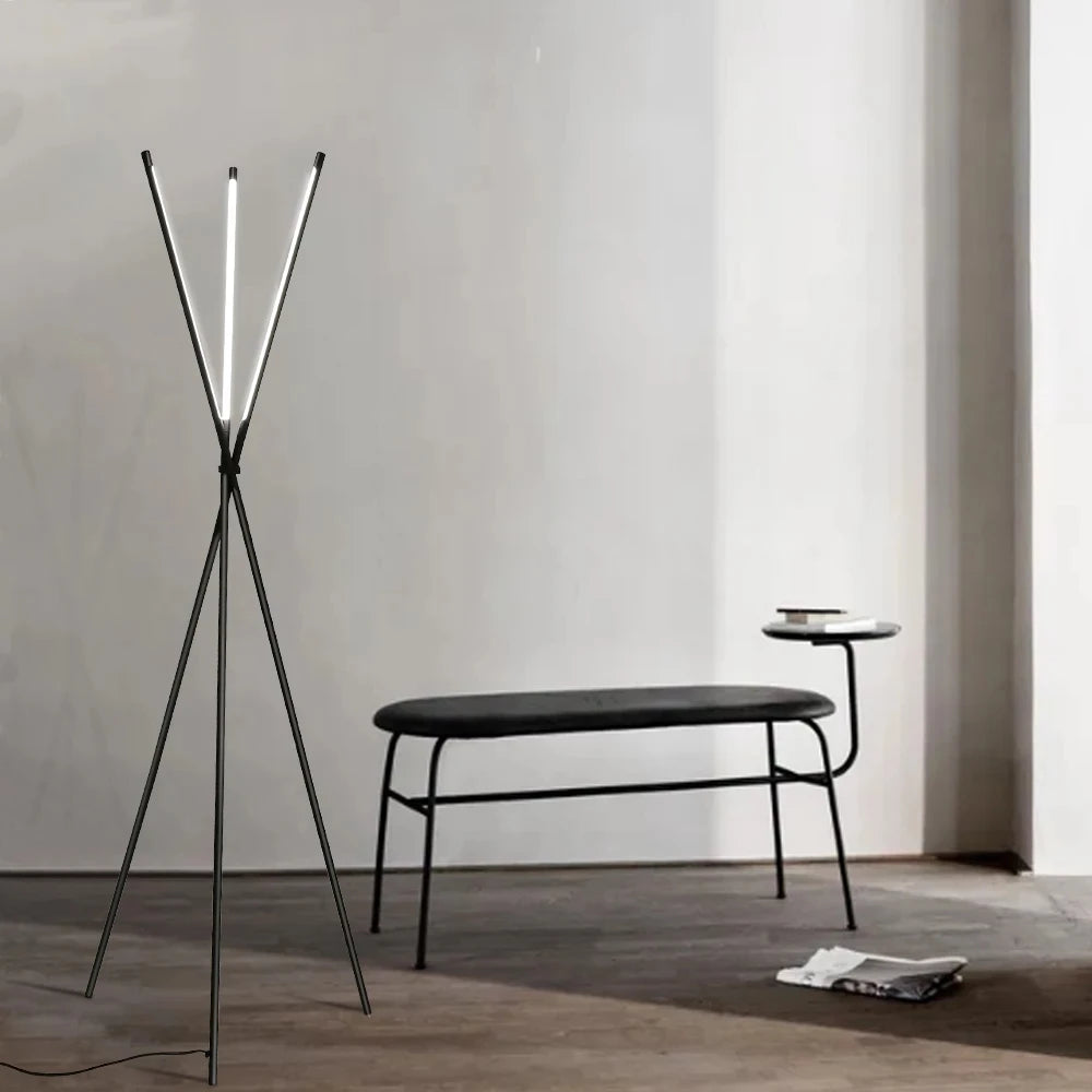 lampadaire trépied croisé led nordique simple - vue 4 sur 7