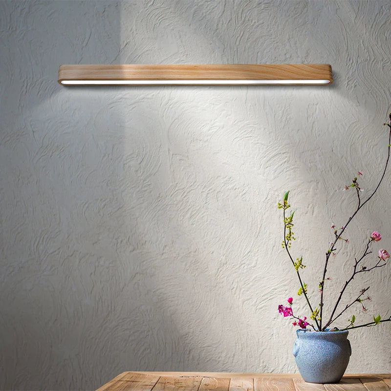 Applique murale led en bois massif design moderne style japonais - vue 6 sur 8