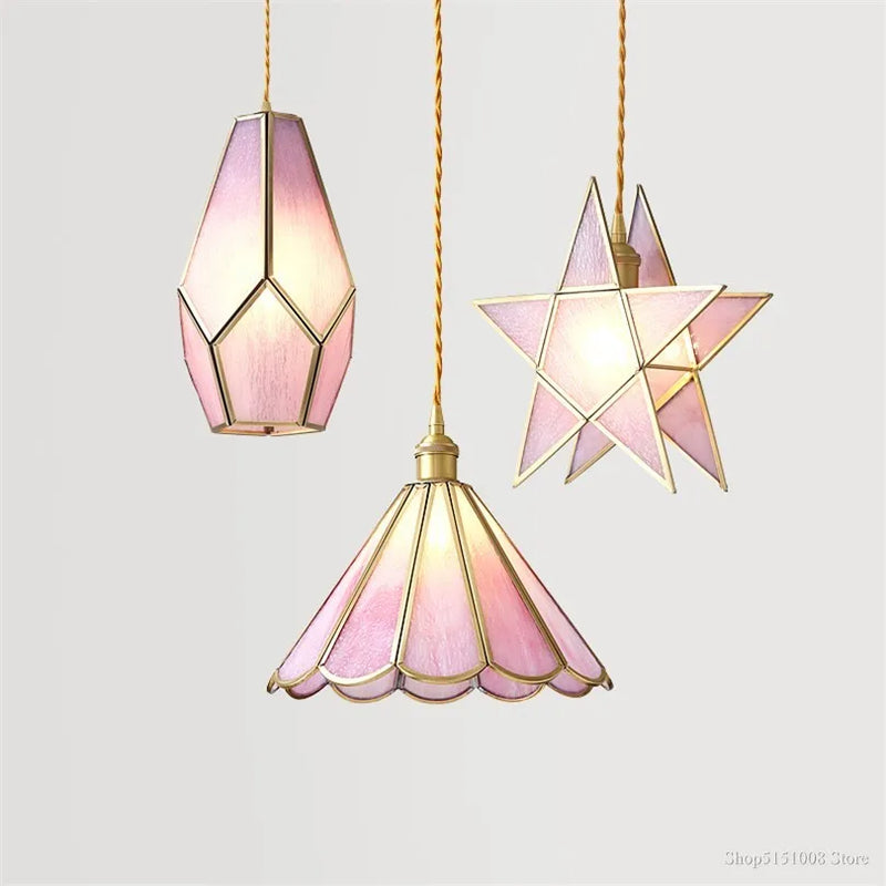 lampe de chevet moderne en verre avec décor floral suspendu