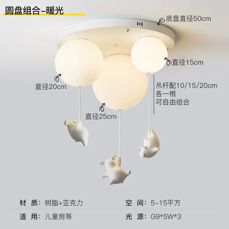 plafonnier led cochon volant pour décoration enfants - vue 11 sur 16