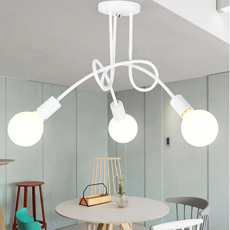 lustre vintage en fer avec 3/5 prises éclairage nordique moderne