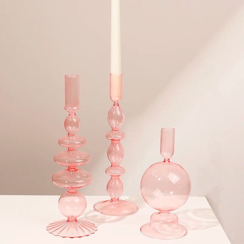 bougeoirs en verre rétro classiques pour décoration de mariage et intérieure - vue 3 sur 17