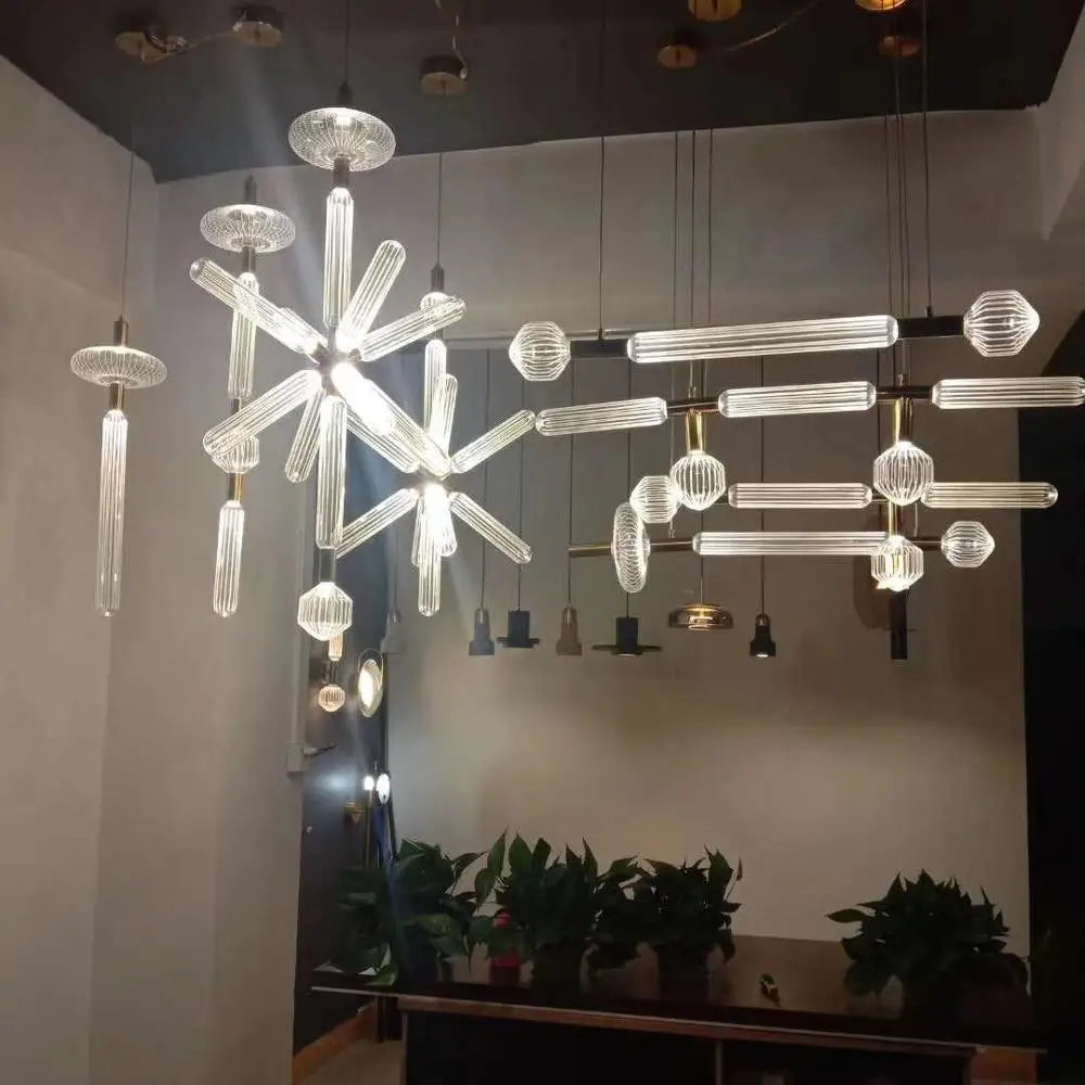 suspension postmoderne en verre transparent pour espaces modernes - vue 3 sur 18