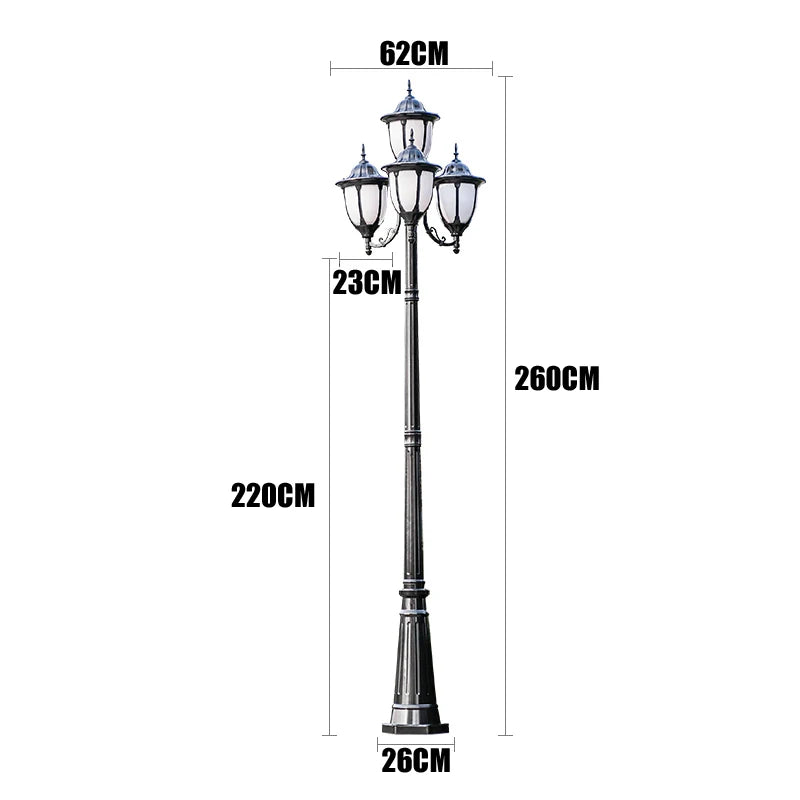 lampe de jardin européenne à quatre têtes étanche pour extérieur - vue 13 sur 12