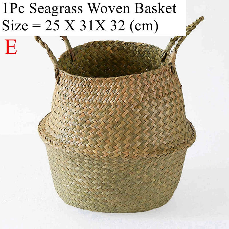 panier en osier d'algues rotin pour rangement et pique-nique - vue 10 sur 13