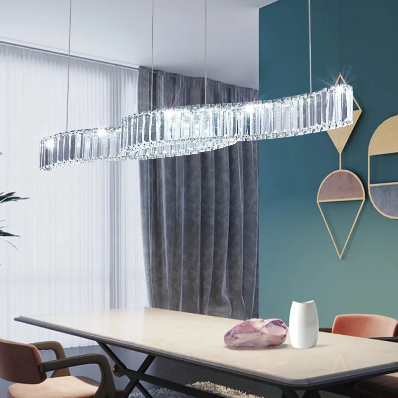 lustre led en bande de cristal design moderne simple et créatif