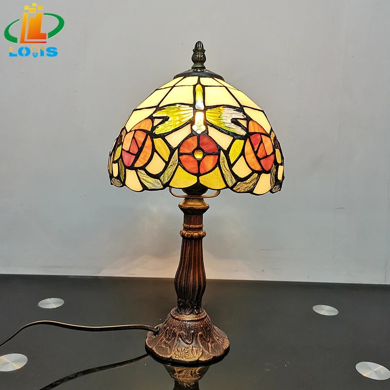Lampe de table style américain en verre teinté pour intérieur décoratif