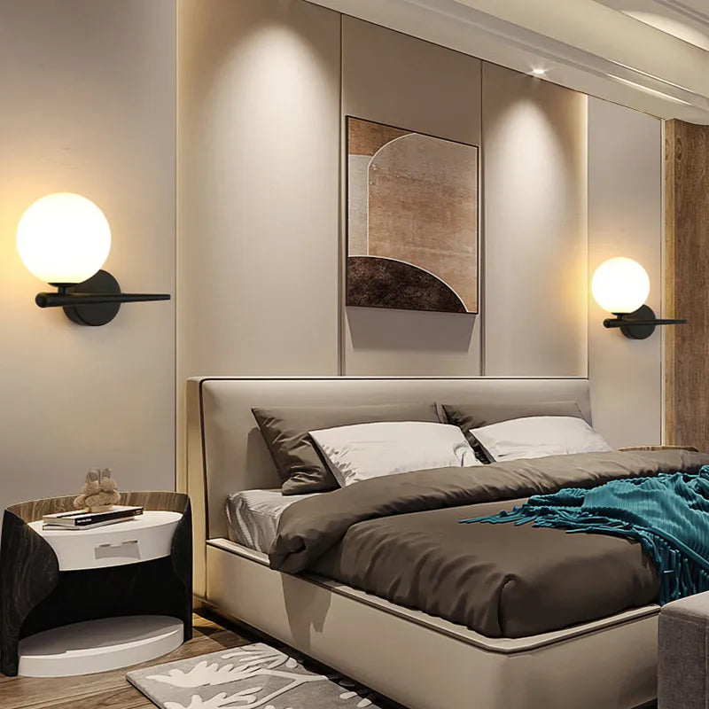 Applique murale LED boule de verre nordique pour salon intérieur chambre à coucher luminaire mural LED avec applique murale ampoule 7w G9 pour la maison