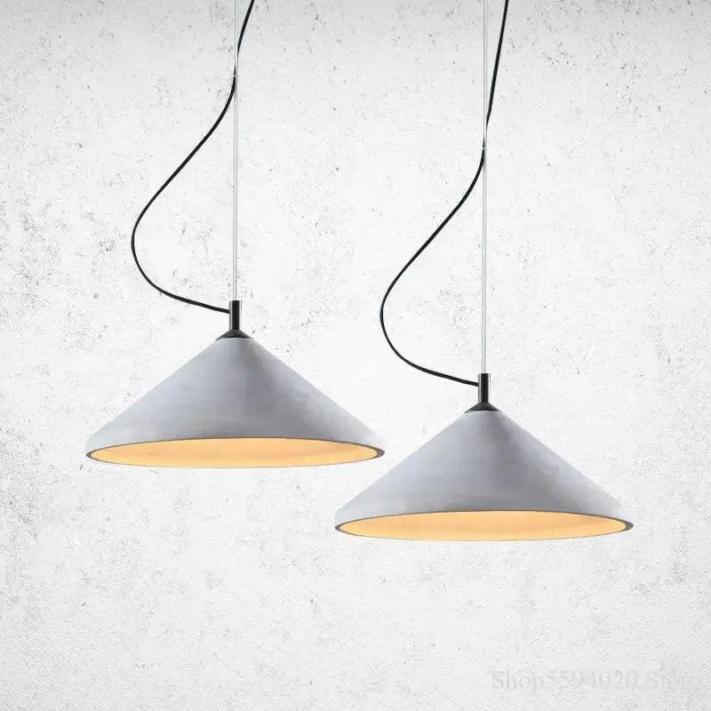 lustre rétro loft design en béton pour restaurant et salon led - vue 5 sur 6