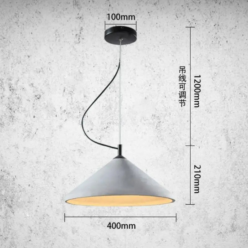 lustre rétro loft design en béton pour restaurant et salon led - vue 6 sur 6