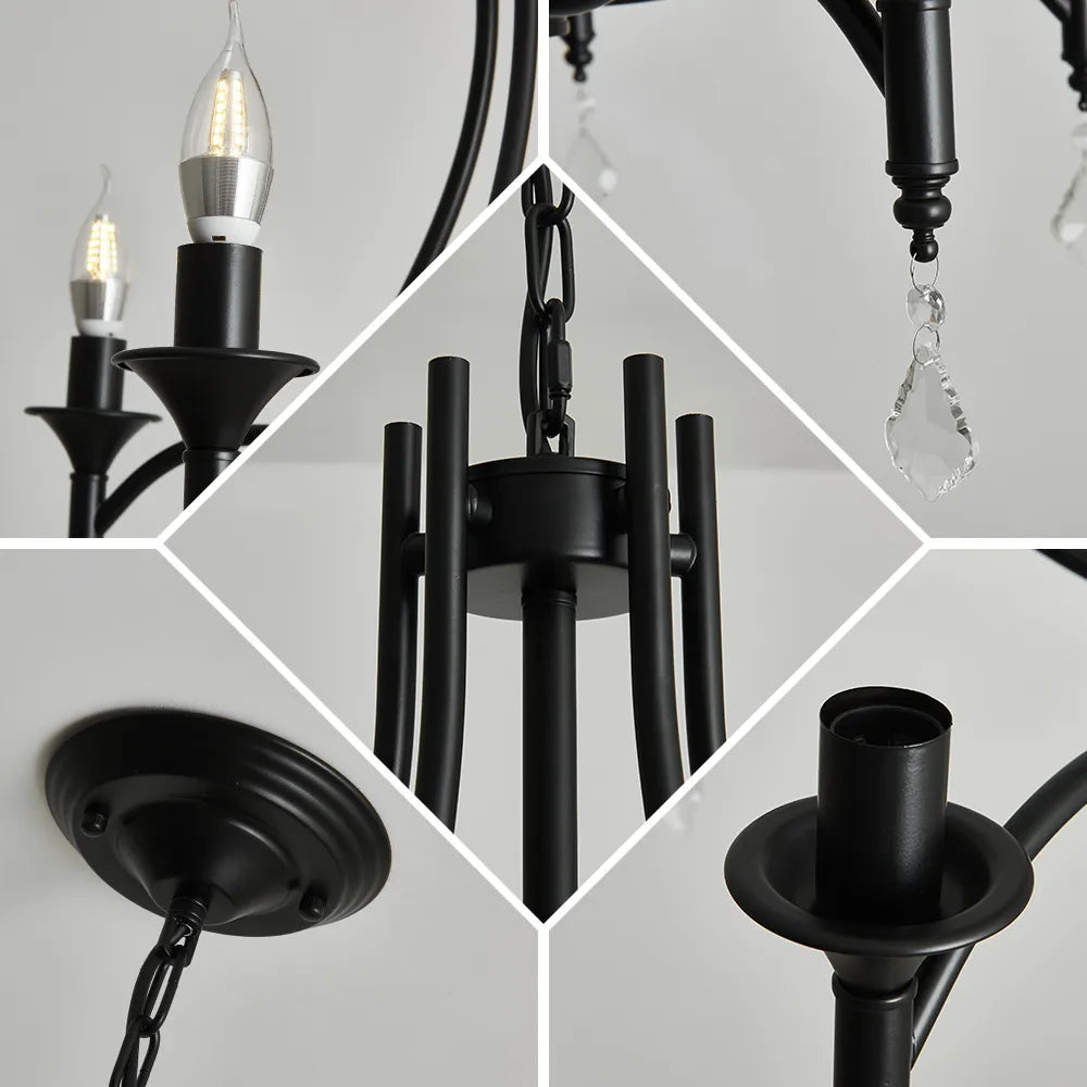 Lustre en Fer Forgé avec Bougies - vue 6 sur 7