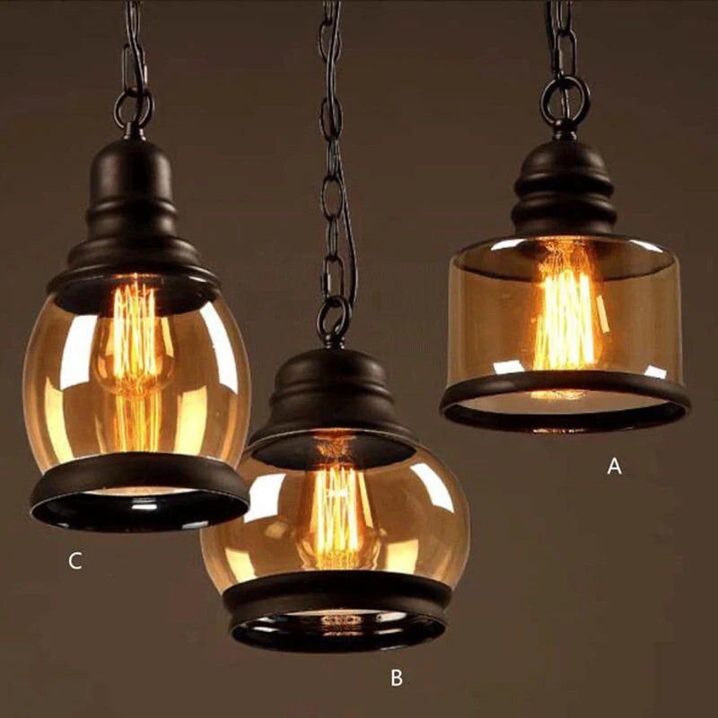 Suspension vintage en verre pour bouteille de vin style industriel - vue 6 sur 9