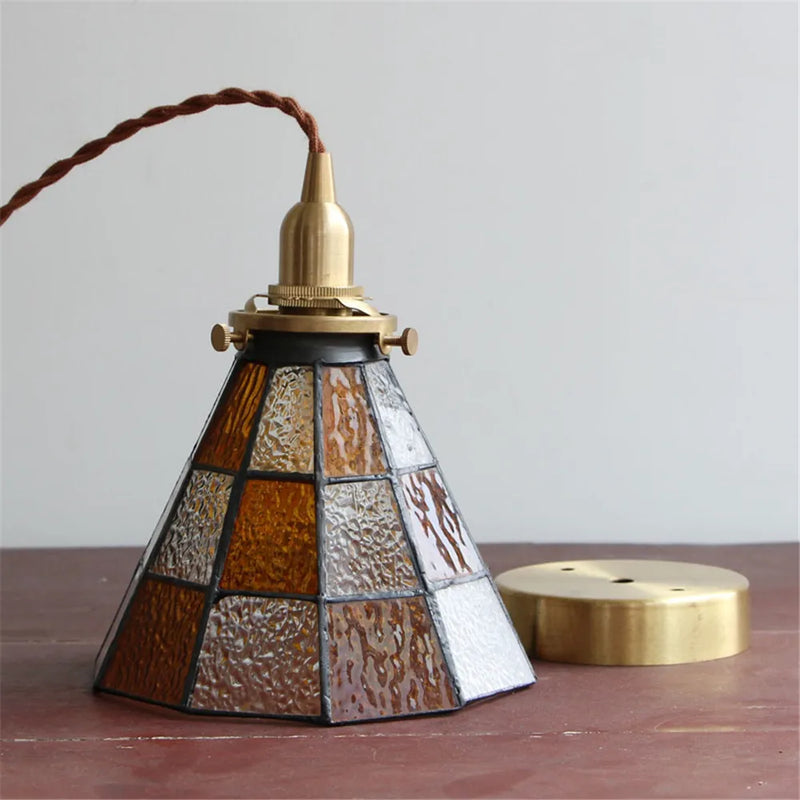 suspension luminaire vintage en laiton et verre pour cuisine