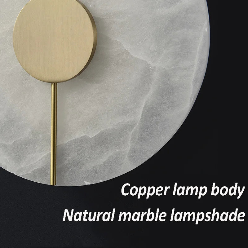applique murale en marbre et cuivre led de luxe - vue 7 sur 7