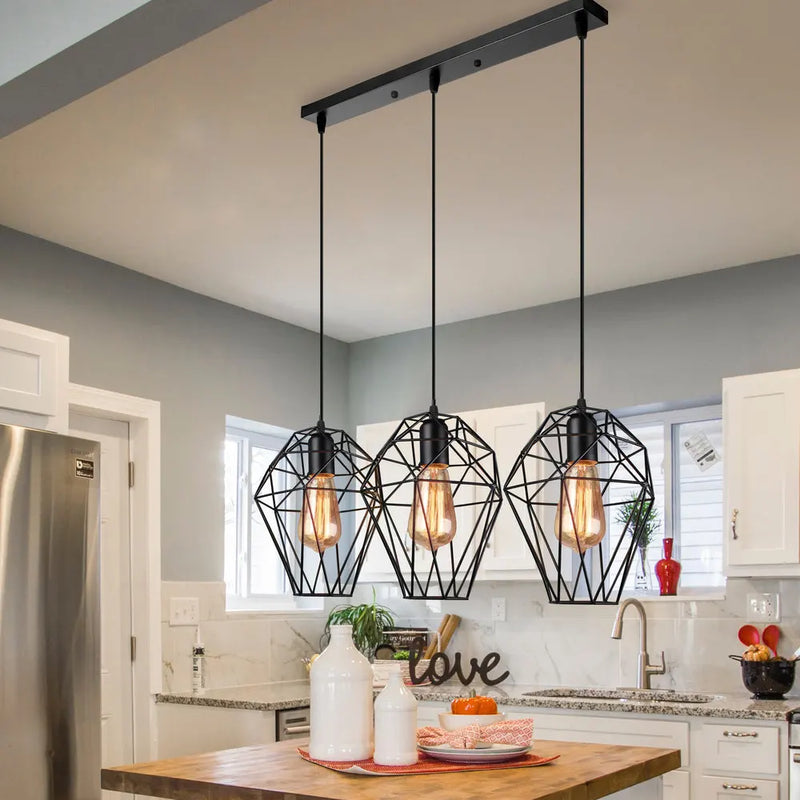 lustre led vintage moderne 1/3 têtes suspension abat-jour