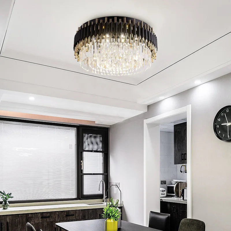 lustre led moderne en cristal de luxe éclairage décoratif - vue 5 sur 9