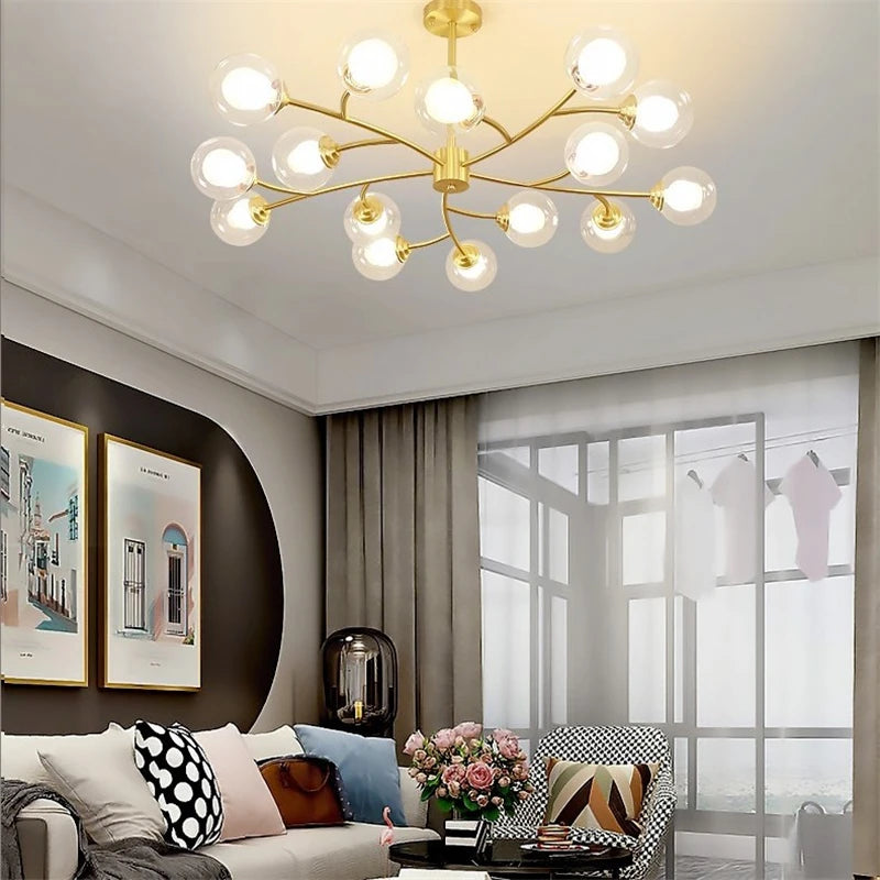 lustre led moderne nouvelle lampe suspension moléculaire nordique - vue 3 sur 14