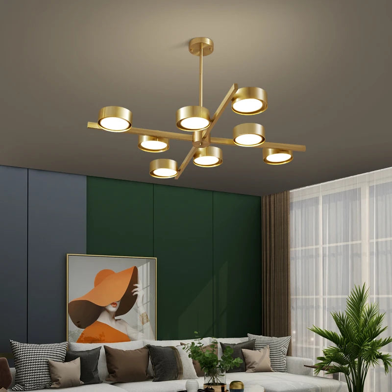 lustre nordique en cuivre design créatif pour éclairage moderne - vue 4 sur 9