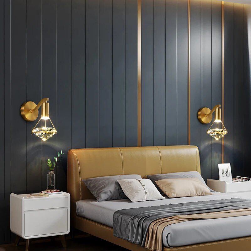 Applique murale de luxe en cristal simple en cuivre - vue 5 sur 6