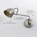 Applique murale led nickel interrupteur tactile réglable rotative