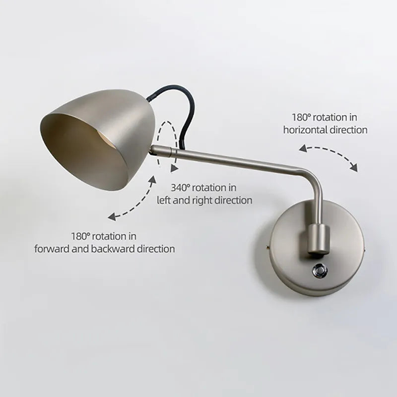 Applique murale led nickel interrupteur tactile réglable rotative - vue 5 sur 7