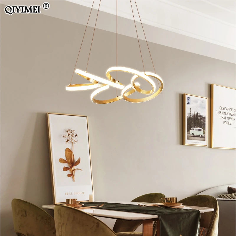 suspension plaqué or avec lumière led pour éclairage intérieur