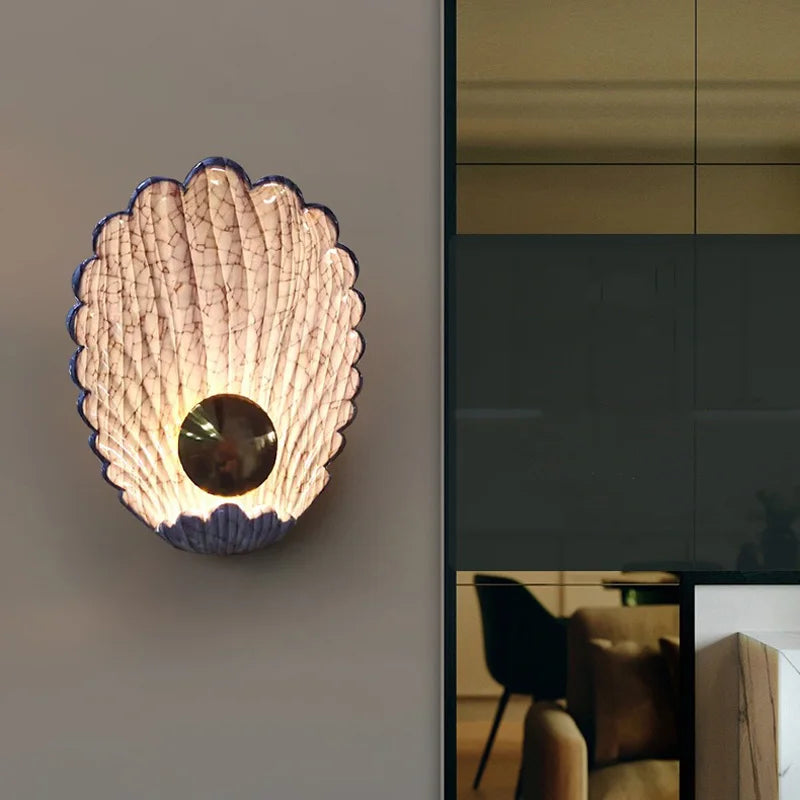 applique murale moderne led avec petite coquille créative