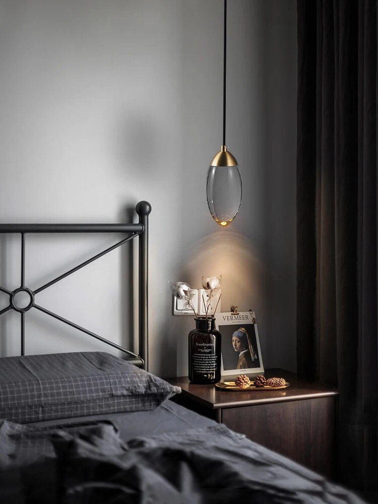 Suspension cuivre lumière luxe cristal petites