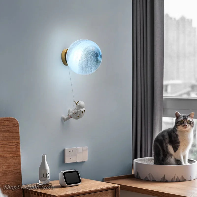 applique murale astronaute enfants 3d lune décoratif chevet - vue 4 sur 18