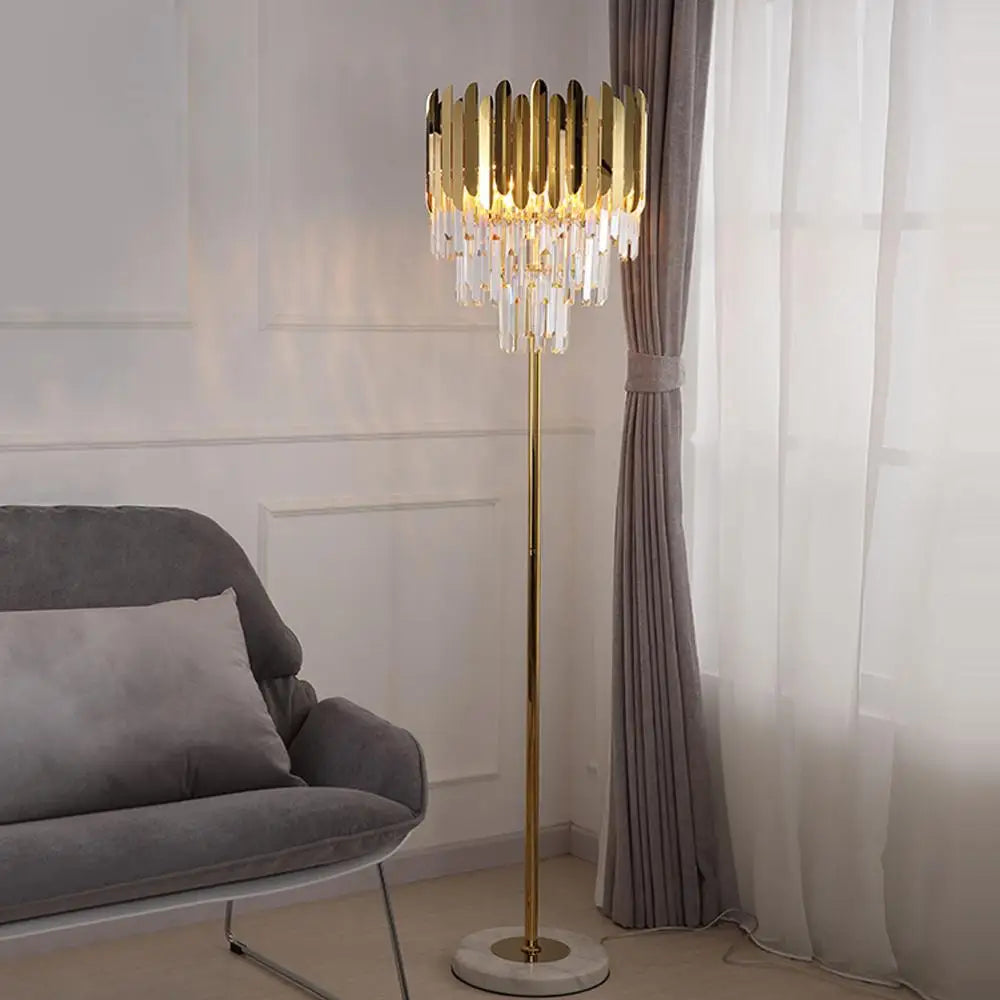 lampe LED post-moderne en acier inoxydable cristal marbre doré - vue 4 sur 20