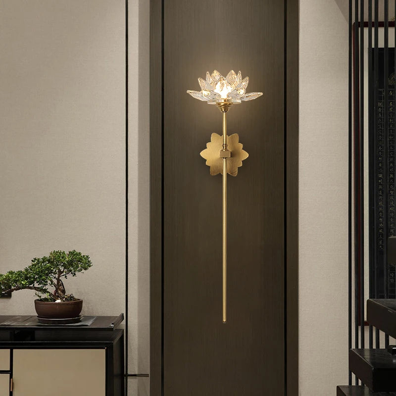 applique murale led en cristal style lotus pour décoration intérieure