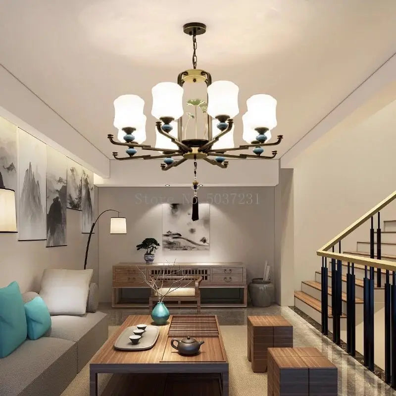 lustre moderne simple rétro avec lumières led élégantes - vue 4 sur 9