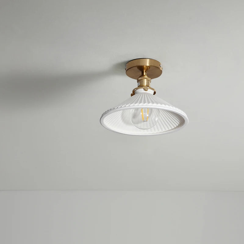 plafonnier nordique cuivre LED luminaires interrupteur chambre salon escalier lumière Plafon montage Flount en céramique éclairage à la maison - vue 4 sur 10