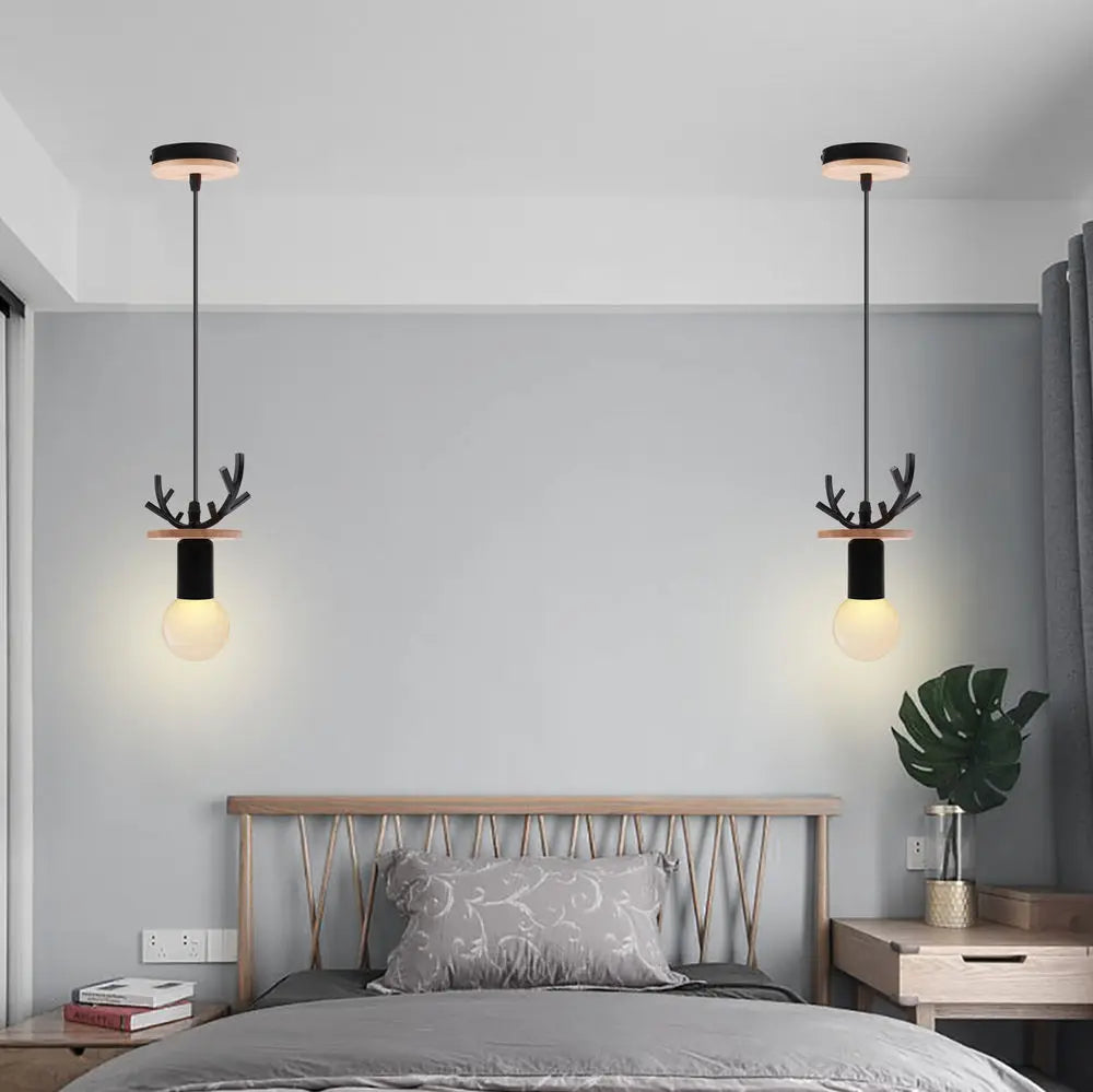 Nordique Simple bois bois suspension lumières Led suspension luminaire luminaire cuisine île Bar hôtel chambre d'enfants décor à la maison - vue 5 sur 10