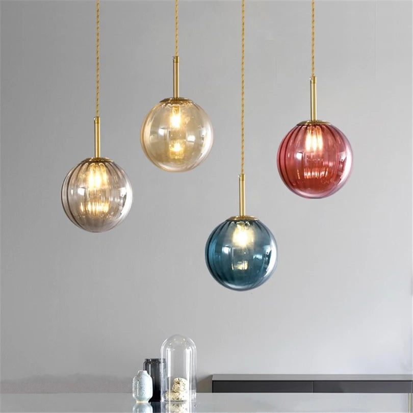 suspension LED en verre design moderne simpliste - vue 2 sur 12