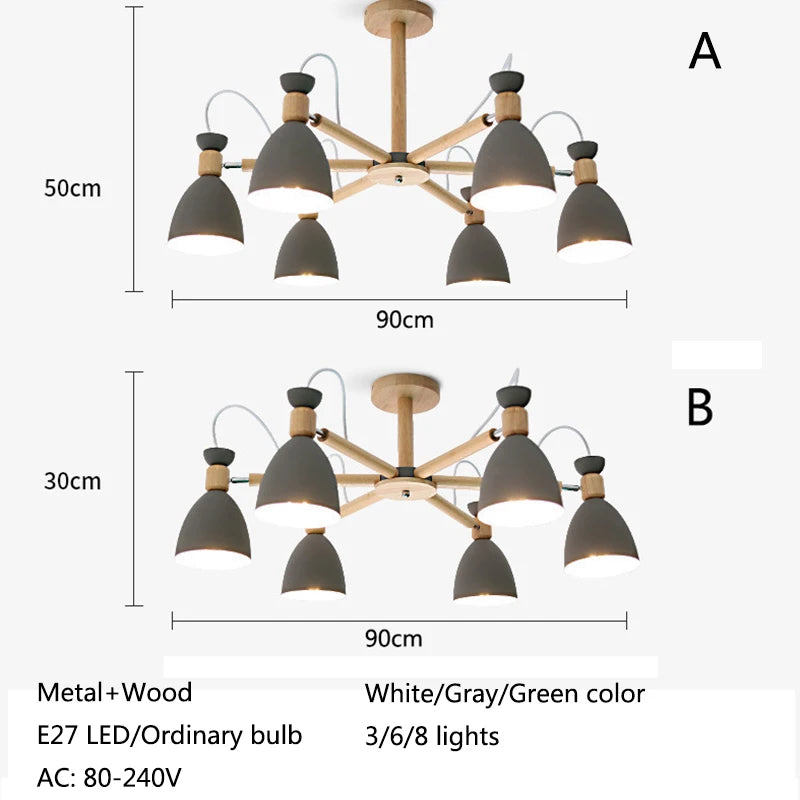 lustre moderne bois massif simple plafond hôtel - vue 9 sur 19