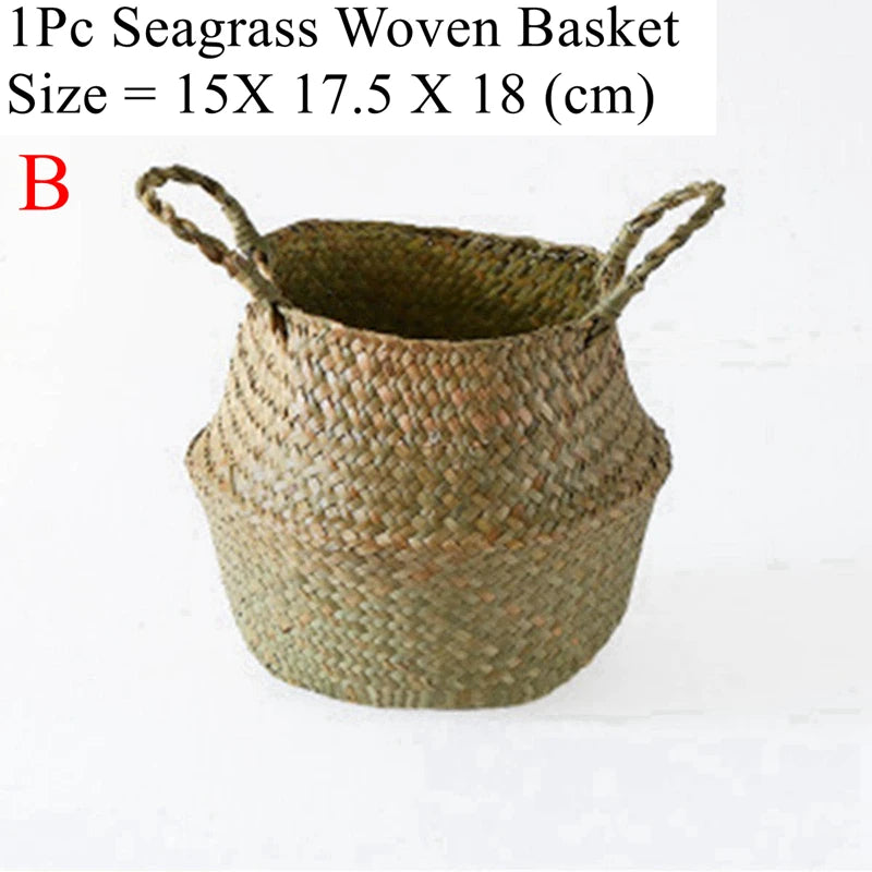 panier en osier d'algues rotin pour rangement et pique-nique - vue 9 sur 13