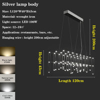 lustre moderne minimaliste créatif gypsophile luciole cube barre longue