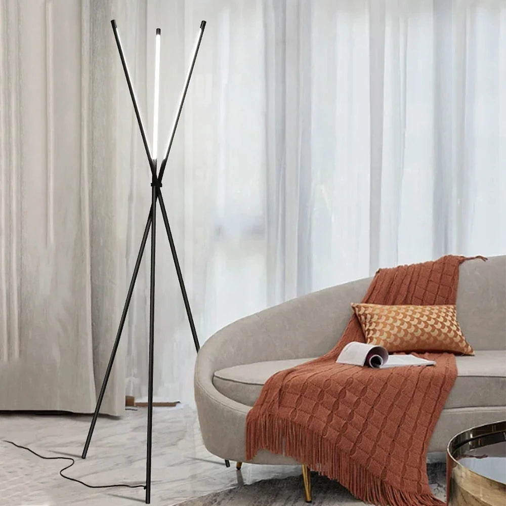 lampadaire trépied croisé led nordique simple - vue 5 sur 7